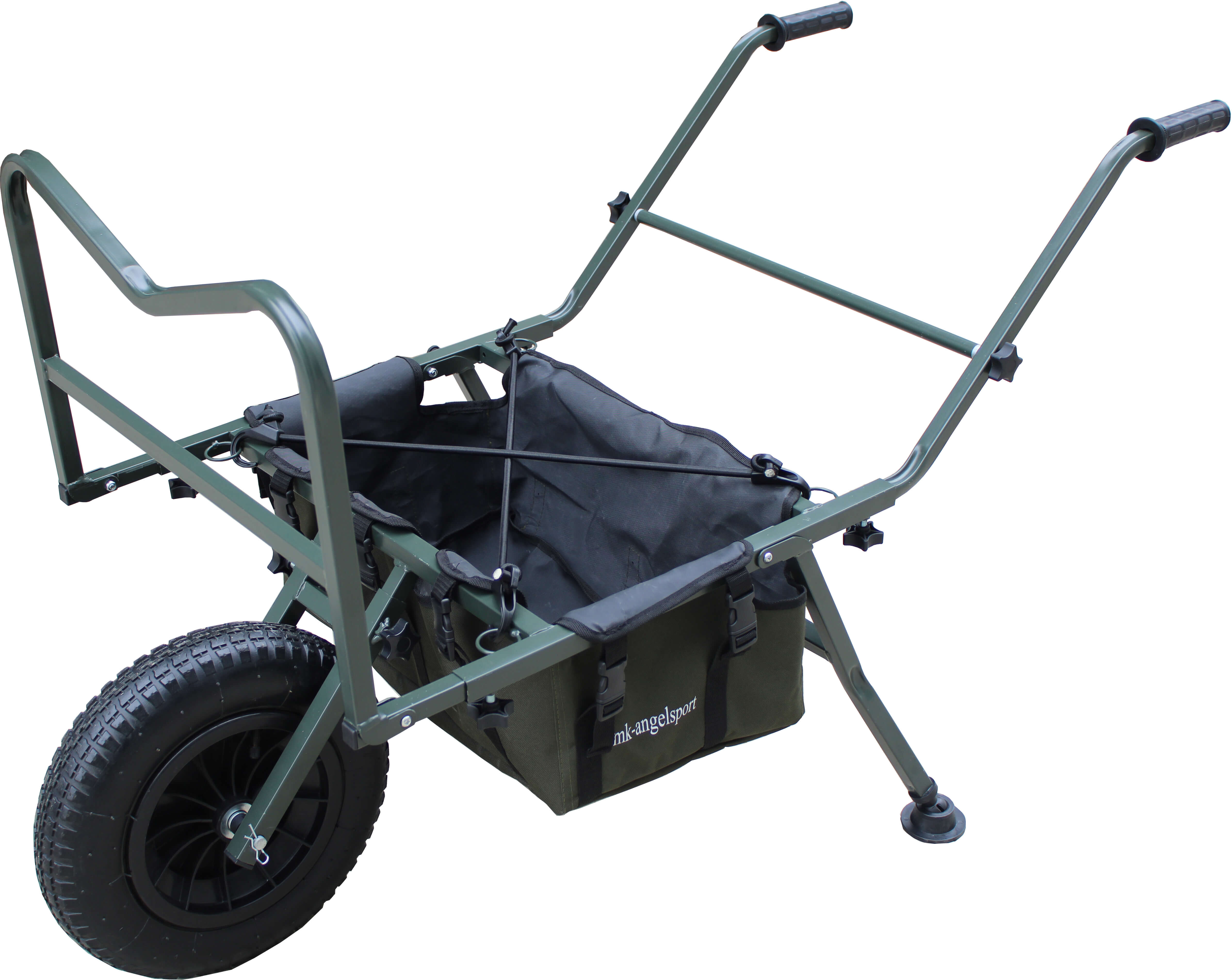 barrow-trolley Carro de pesca duradero con ruedas grandes para facilitar el transporte de aparejos y aparejos.