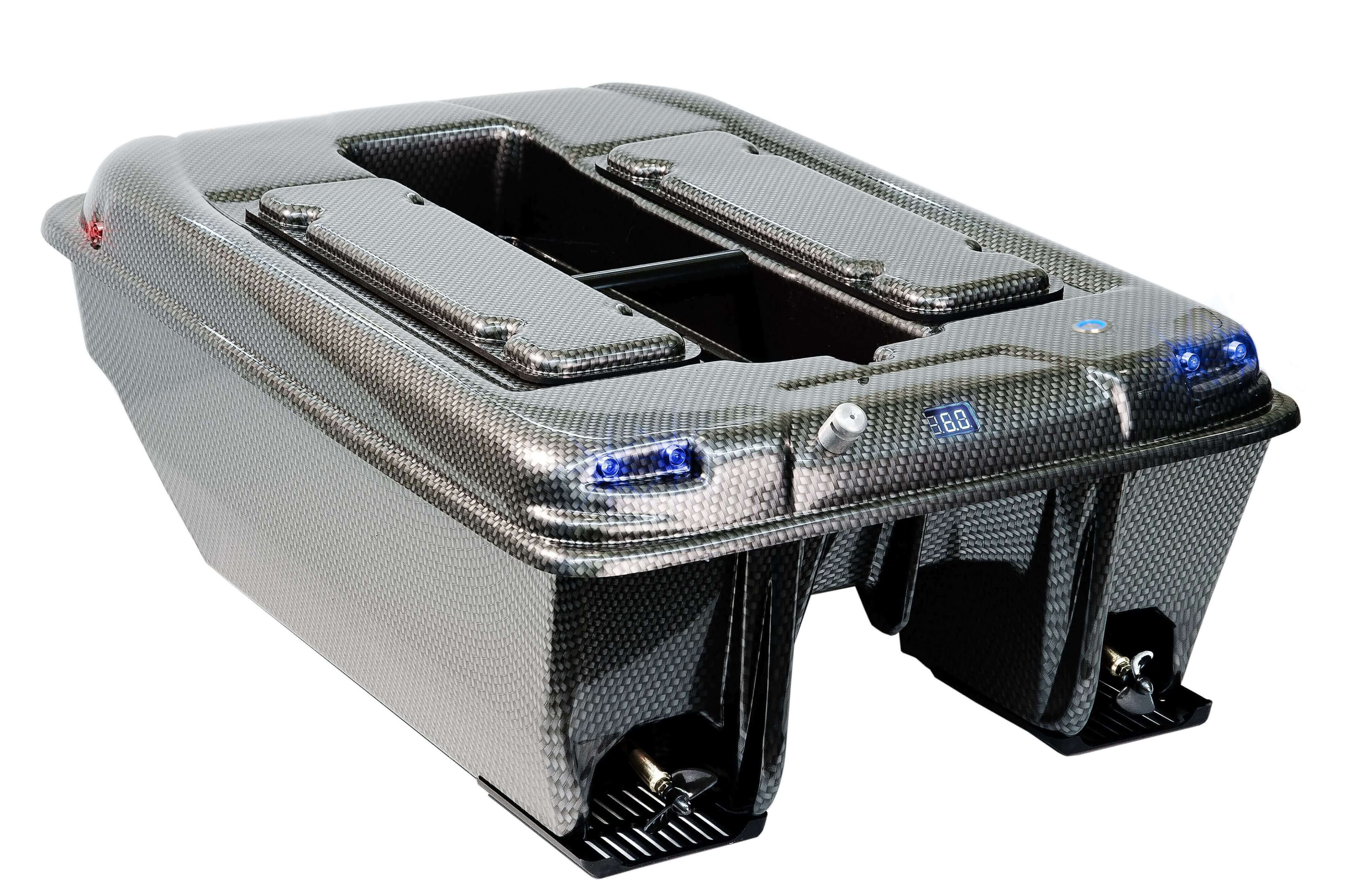 xxl-2020-futterboot-carbon carbon fiber, cooler box, inflatable cooler, dual compartment, digital display