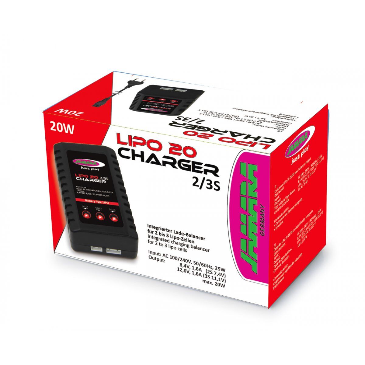 413117_ladegeraet-lipo-20-2-3s-2 Lipo 20-Ladegerät für 2-3S-Akkus, unverzichtbar für die Wartung von Karpfenangelgeräten.