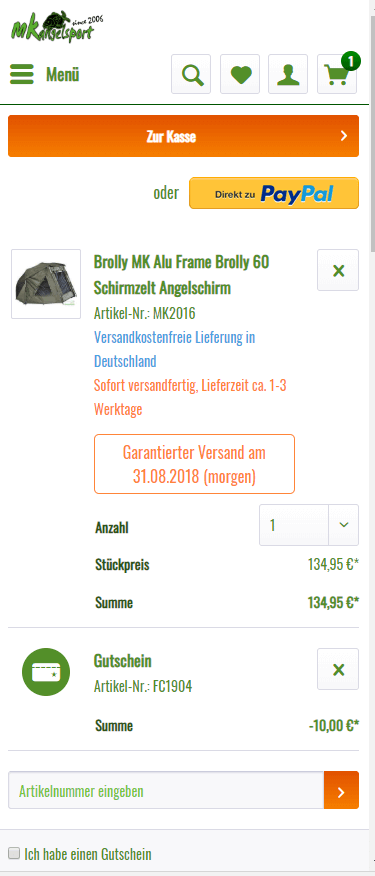 gutschein-zelte-schritt3 MK Alu Frame Brolly 60 Angelunterstand für Karpfenangler, perfekt für den Schutz im Freien.