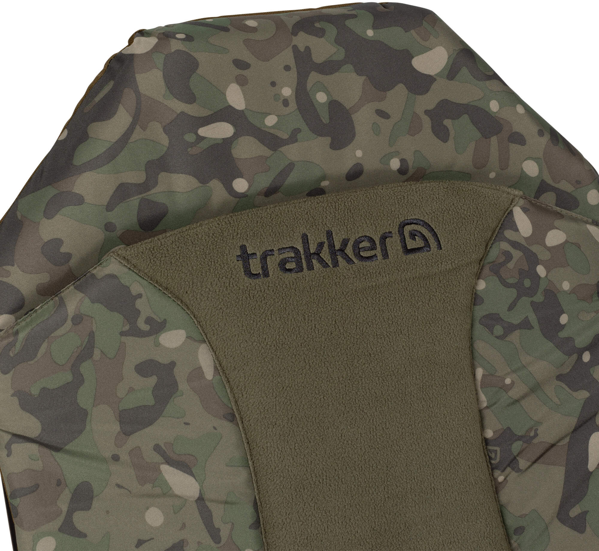 Chaise de pêche camouflage confortable, parfaite pour les longues sessions de pêche à la carpe.