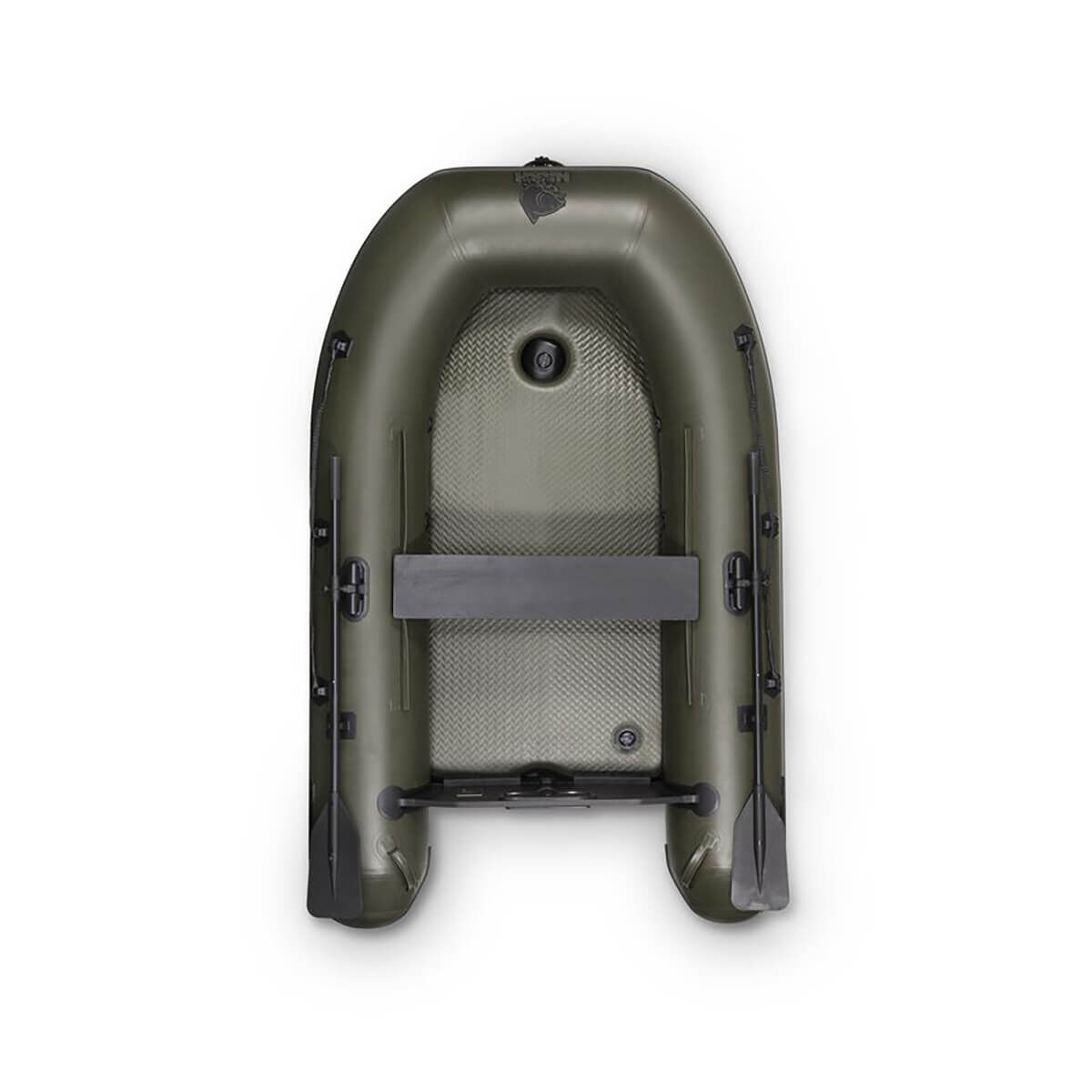 Kompaktes aufblasbares Fischerboot, perfekt für Karpfenangler, die Mobilität und Komfort suchen.