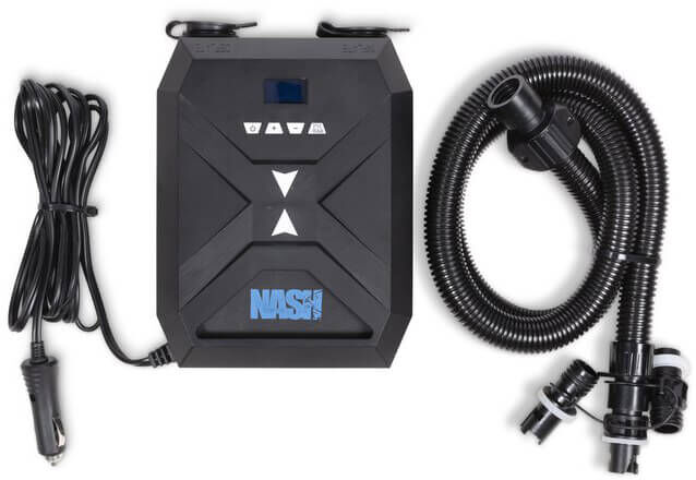 Pompa pneumatica elettrica Nash Boat Life 12V - Pompa elettrica per imbarcazioni Pompa elettrica per il gonfiaggio di barche e attrezzature, indispensabile per le battute di pesca alla carpa.