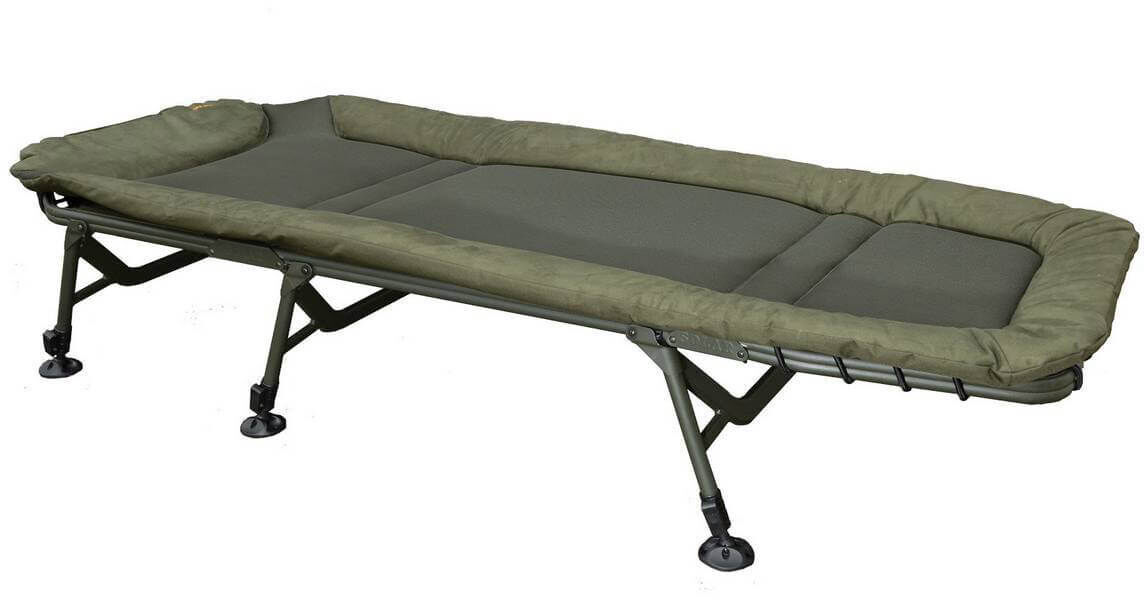 solar-bedchair Comoda poltrona letto da pesca per carpisti, perfetta per lunghe sessioni in acqua.