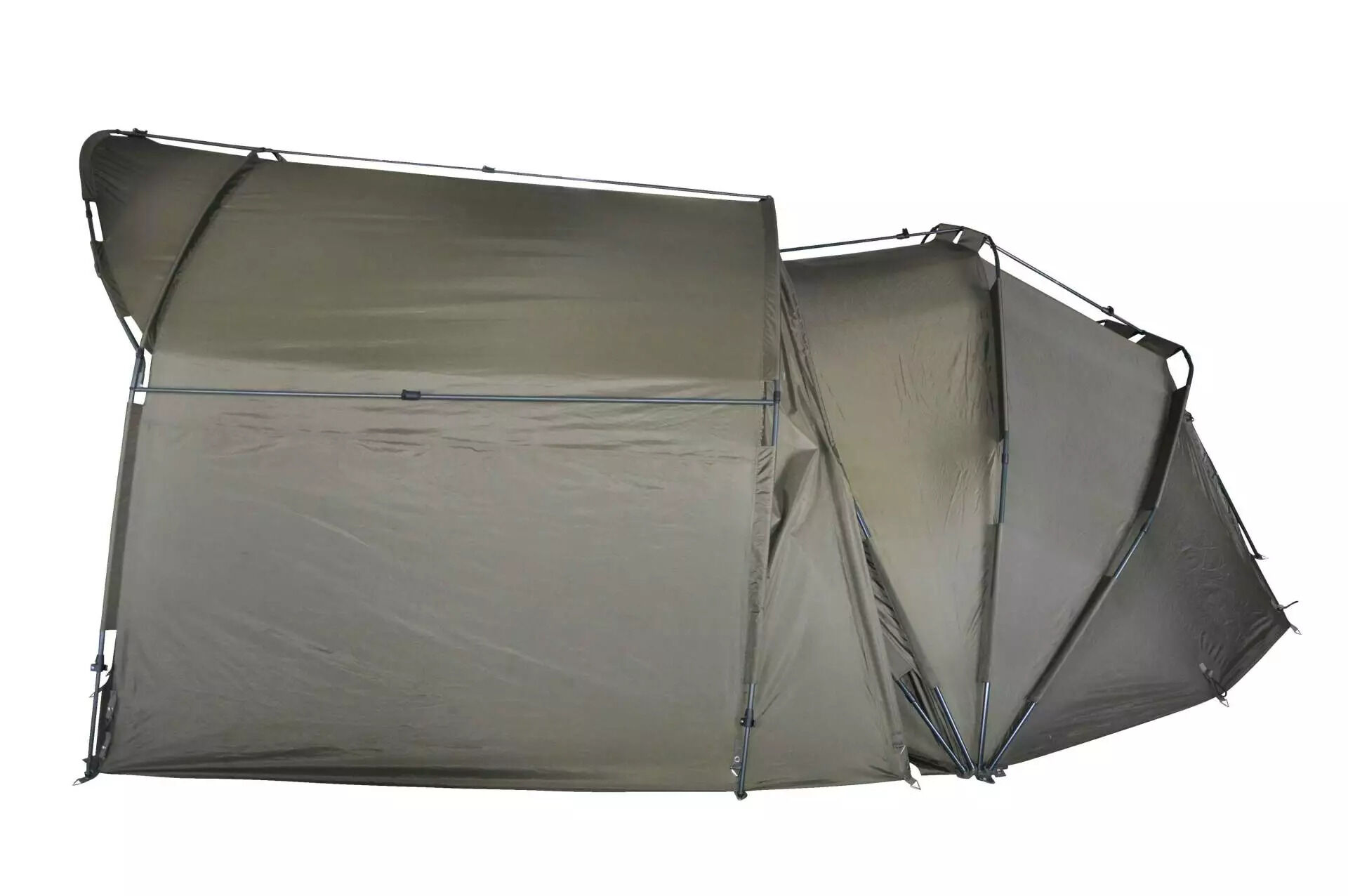 Tenda da pesca resistente per i carpisti, che offre riparo e comfort durante le battute di pesca.