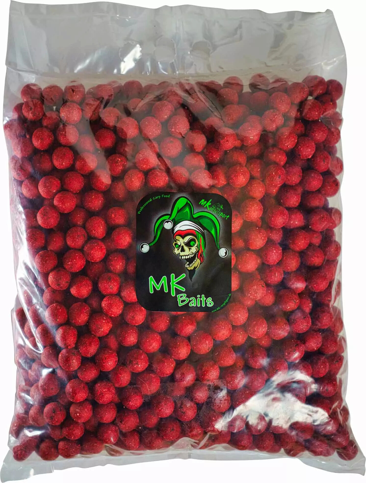Der rote Erdbeer Boilie eignet sich ideal zum Karpfenangeln und wird in einer großen 5 Kilogramm Tüte geliefert.