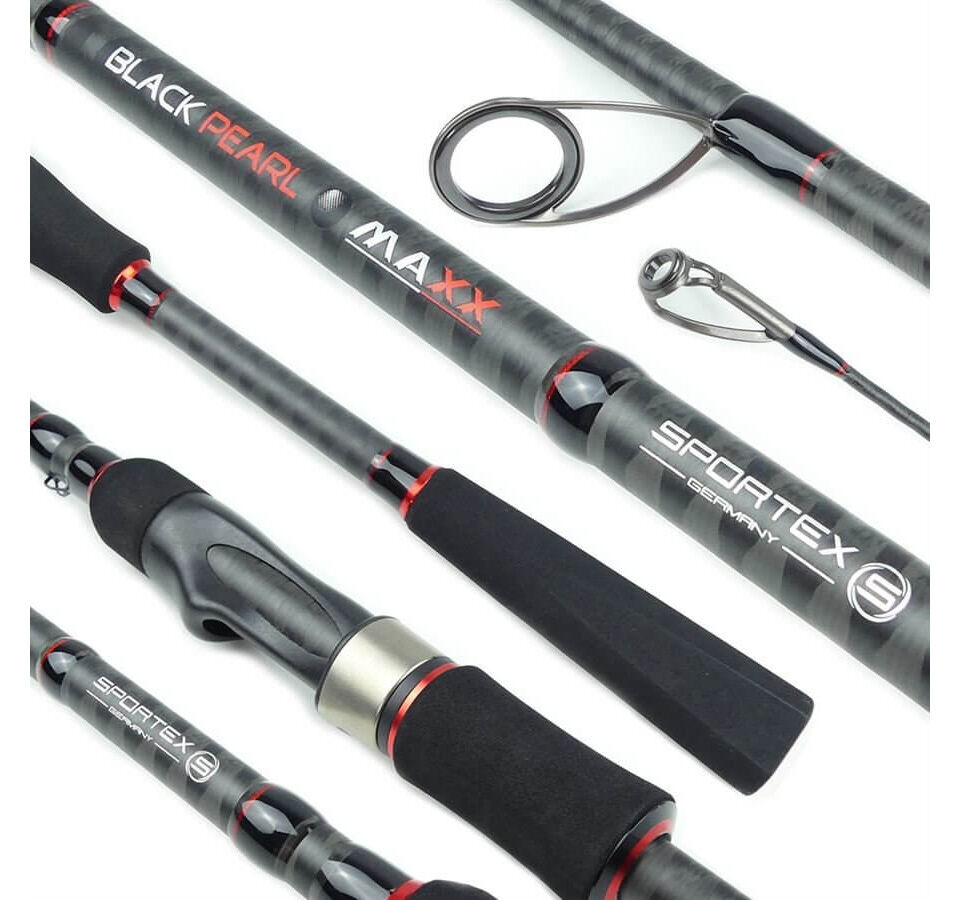 Caña de pescar Sportex Black Pearl Maxx de alta calidad, perfecta para pescadores de carpas que buscan durabilidad y rendimiento.