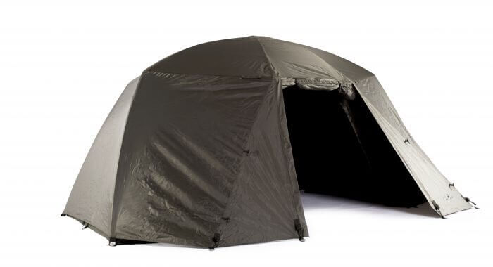 nash-titan-hide-xl-overwrap-t4143 Tienda de pesca duradera que proporciona refugio a los pescadores de carpas durante largas sesiones de pesca.