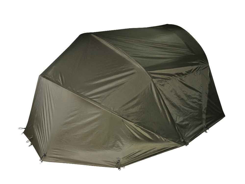 winterskin_air_bivy Durch den Überwurf wird im vorderen Teil des Angelzeltes, biete das Bivy genügend Stauraum für das Tackle von 3 Anglern.