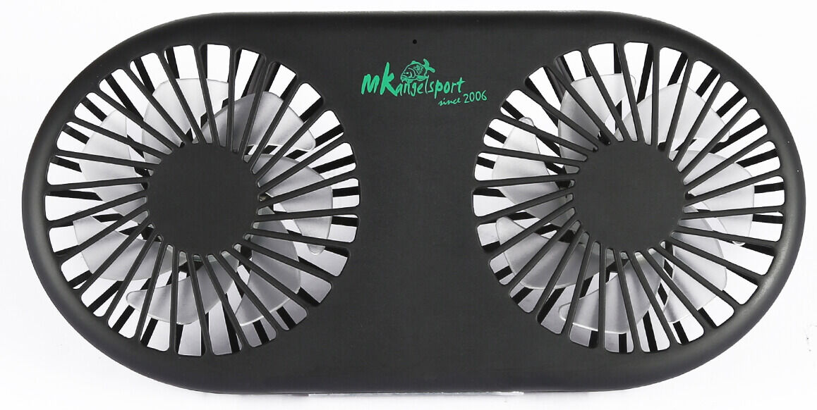 zeltluefter-5 Der Lüfter für Angelzelte besitzt 2 Ventilatoren.